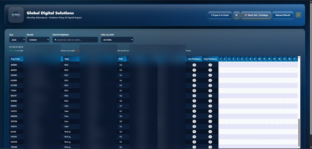 Attendance & HR Management Portal screenshot 1
